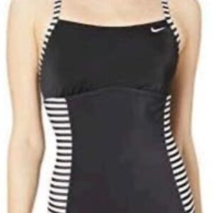 Nike‎ Women's Black and White Striped One Piece Swimsuit